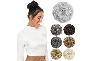 Yamel Messy Bun Hair Pieces for Women Hair Bun Extension Ash Grey Updo Curly Messy Bun Scrunchie