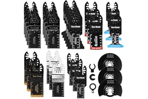 KIMIGO Hojas de Sierra Oscilantes,34pcs Cuchillas Multiherramienta,Accesorios Multiherramienta Universal para Cortar Madera,Clavos,Metal Sierra multifuncion Kit de Hojas de Sierra