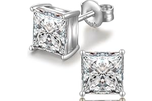 Miaofu Orecchini 18k Oro Bianco Placcata Orecchini 925 Argento Sterlina Zirconi Simulato Diamante Brillanti per Donna Uomo 4-8mm I Orecchini Zirconi Cubica Swarovski Dimensioni 3mm-8mm