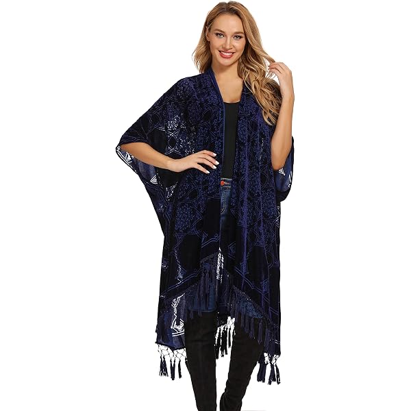 Mineral Green Toasted Almond Kimono MJ SERECA WeHello Women's Burnout Velvet Kimono Long Cardigan Cover Up With Tass Kimonos For Women Boho