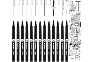 Molotow Blackliner Complete Set da 13 pezzi (tratto da 0,05 mm a 1,0 mm e punte speciali, penna fineliner con inchiostro permanente per documenti) 13 pezzi nero