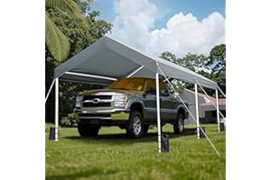 REBONGKI Carport 3x6 m Zeltgarage Carport mit Dach, UV-beständig wasserdicht Garagenzelt Unterstand Lagerzelt Weidezelt Garagenüberdachung für Auto, LKW, SUV, Boot, Auto Garage Zelt für Party Garten