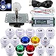 SJ@JX Arcade Game Controller USB Encoder DIY Kit LED Cherry MX Microswitch Lamp Button 4-8way LED Joystick Gamepad Code Board for Xbox 360 Nintendo Switch Hit Box Raspberry Pi PS3 PC Andriod