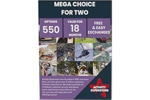 Activity Superstore Mega Choice for Two Gift Experience Voucher, 550 Options Available, 18-month Validity, Experience Days, Days Out Gifts, Couples Gifts, Retirement Gifts