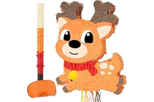WERNNSAI Weihnachts Pinata – Weihnachten Pinata Deko Kinder Weihnachtselch Piñata mit Stock Augenmaske Kordelzug Weihnachtsfeier Geburtstag Partyspiele Weihnachts Piñata Dekoration 42cm x 37cm x 7,5cm