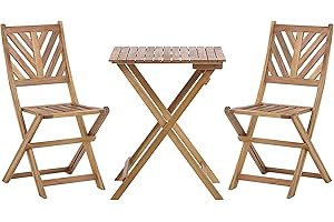 Beliani Set de Jardin ou Terrasse Bistrot en Bois d'Acacia Foncé Table et 2 Chaises Pliantes au Design Intemporel pour Tout Usage à l'Extérieur