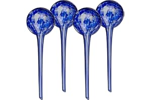 Relaxdays Watering Globes, Set of 4, Glass, XL Size, HxD: 30 x 9 cm, Balls for Automatic Irrigation on Holiday, Blue