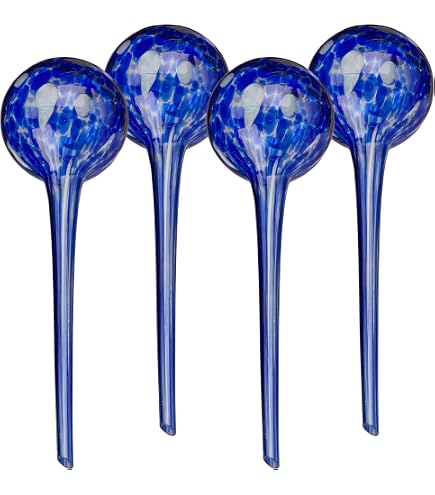 Relaxdays Bulle d'arrosage pour Vos Plantes, en lot Pratique de 4, en Verre, H x D : 15 x 6 cm, Multicolore