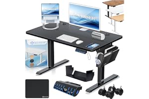 KESSER® Höjdjusterbart elektriskt skrivbord 100 x 60 cm, ergonomiskt höj- och sänkbart skrivbord, 3-funktions-minnesstyrning