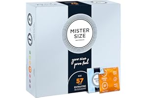 MISTER SIZE 57mm Ultra-Sensitive Condoms for Men - Extra Thin, Extra fine, Extra lube/Made from 100% Natural Rubber Latex in Your Size L - XL/Real Feel Pack of 36