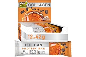 RiceUP! Ät smarta proteinbars med kollagen - kolakolasmak, 12 x 42g | 6000 mg kollagenpeptider (typ I+III), 30% protein, inget socker, proteinbar, fitness, proteinbar, högt protein