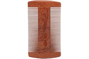 YUYTE Läusekamm aus Holz für Alle Haartypen, Doppelseitig Verhindert Statische Aufladung Feiner Zähne Sandelholz-Läusekamm für Männliche Bartpflege