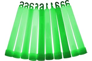 GLOWTOPIA 6 inch Premium (15mm) Glow Sticks (10 Pack, Green)