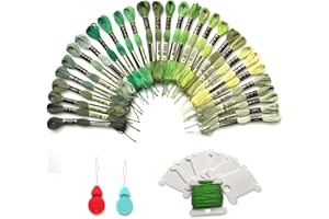 JSJSYO 30 Pieces Embroidery Thread Gradient Embroidery Floss Friendship Bracelets Floss String for Cross Stitch Project (Green)