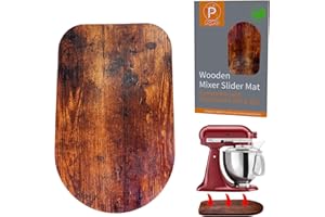 PQPO Holz Gleitmatte für Kitchen Aid 4.5/5Qt Standmixer mit 4 Silikon Küchenwerkzeugen