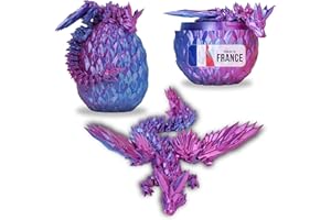 KOALA STUDIO Dragon Articulé Ailé et Son Oeuf Imprimé en 3D Décoration Univers Fantastique Fidget Toy Jouet Idée Cadeau Unique Décoration d'Intérieur Maison Chambre Salon Enfant Ailés Figurine Ailes