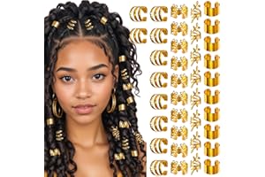 Mabor Spinki do włosów do warkoczy, złote biżuterie do włosów, akcesoria do warkoczy, klipsy do loków, metalowe spinki do włosów, ozdoby do warkoczy, biżuteria do loków, złoto, klipsy do ucha bez