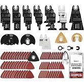 SHALL 102 Multitool Blades, Oscillating Accessory Kits for Multiple Tools, HCS and Bi-Metal Blades, Sanding Pad, Scraper, Sto