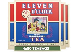 Eleven O'Clock Original Rooibos Tea (4 x 80 Teabags) - Organic Redbush Teabags, Caffeine-Free, UK Rooibos Tea for Wellbeing and Relaxation