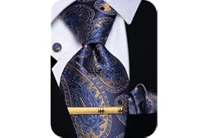 YourTies Silk Ties for Men Plaid Paisley Floral Necktie Pocket Square Cufflinks Tie Clip Set Wedding Party Business Formal