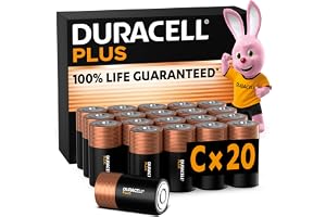DURACELL Plus C Alkaliska Batterier, 20 Pack, 1.5V, LR14 | 100% garanterad brukstid – Tillförlitlighet för vardagliga enheter