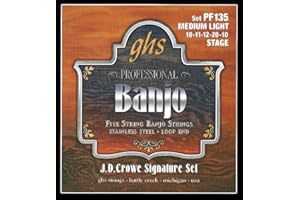 GHS STRINGS GHS BANJO >J.D.CROWE SIGNATURE< Stainless Steel String "STAGE" Set - PF135 - Medium Light