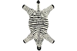 RugVista Zebra, Alfombra Infantil, 100 x 155 cm, Alfombra para niños, Alfombra de Juegos Bebe, Diseño Moderno, Hecho a Mano, Pelo Medio, Lana, Sin sustancias nocivas, Negro/Gris