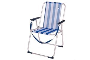 Aktive 53951 - Silla de playa plegable, Silla respaldo fijo, 44x45x76 cm, estampado marinero, Silla plegable alta, Sillas de playa plegables ligeras, Tacos antivuelco
