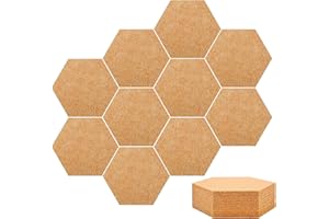 ORMROMRA Lot de 10 tableaux d'affichage en liège hexagonaux - Panneau en liège autocollant - Pour tableau mémo, images, photos, notes, décoration de chambre