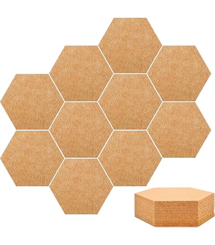 Tableau D'affichage Autocollant Hexagonal - Décoratif - Lot De 8 - Feutre - 22 X 19 X