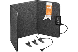 Mi-Heat Infrarot Schreibtischheizung Heizpaneel 260W | Standheizung für Büro Schreibtisch Arbeitsplatz unter den Tisch | Temperatur bis zu 60°C faltbar, Grau