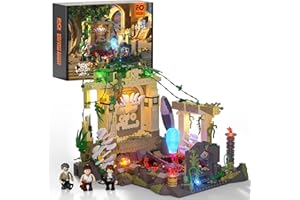 FUNWHOLE Beleuchtung Bauklötze Set: Der Verfallene Tempel des Dschungels LED Leuchten Baukasten, 8 Jahre und älter, 1242 Stück Bauset für Erwachsene und Jugendliche