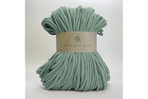 5mm Braided Macrame Cord Rope by Jolly Good Yarn, Soft Recycled Cotton, 100m (500g), Wall & Plant Hangers, Textile Jewellery, Decorations (Sidmouth Sea Green)