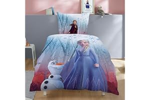 ‎FAMILANDO Disney Frozen Mädchenbettwäsche Set mit ELSA & Anna Motiv (2-teilig) - Flauschig warme Fleece Bettwäsche 135x200 80x80 cm mit Reißverschluss - Wendemotiv, Maschinenwaschbar, Öko-Tex Zertifiziert