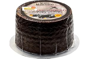 Hymor QUESO MANCHEGO Käse - 1x ca. 1kg Laib - spanischer Schafskäse curado D.O. PDO Hartkäse aus La Mancha passt zu Tapas Rioja-Tempranillo-Verdejo-Rotwein & Käseplatte