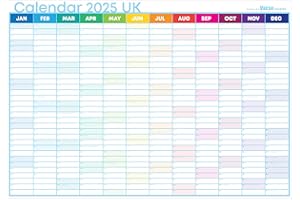 VACSO TRADING 2025 Year Wall Planner 3 Sizes | Bigger than A1 | Bigger than A2 | XLL-Wide | Rainbow Design | Folded Delivery (Rainbow Landscape, Bigger than A1 (863mm x 610mm))