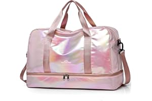ZIOSINM Bolsa de Viaje Mujer con Compartimento para Zapatos, 40L Bolsa Deporte Mujer Grande Impermeable con Compartimento para Mojados, Travel Bag Bolsas de Viaje