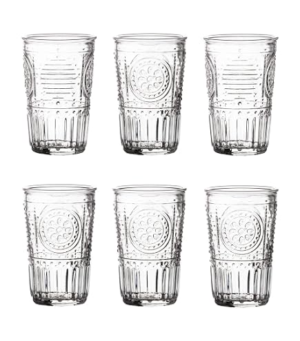 Vaso Libbey Radiant De 355 Ml (35,5 Cl), Set De 6 Unidades, Diseño Vintage Con Estrella En La Base, Apto Para Lavavajillas