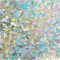 Film Fenêtre Anti Regard Zindoo 3D Rectangles Colorés - 44.5x200cm, Anti-UV, Non Adhésif