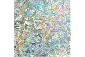 LEMON CLOUD 3D Pellicola per Vetri Privacy Pellicola per Finestre Geometria, Pellicola Colorati Decorative, Anticalore, Anti UV Adesione Statica, 44.5x200cm per Casa Cucina Ufficio