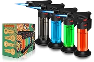 WANBRO 4 Pack of Torch Lighter, Powerful Windproof Jet Flame, Butane Gas Refill, with Safety Lock, Mini Torch Lighters for Candle, Firework (Gas not Included)