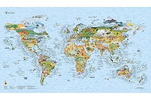 Surftrip Map by Awesome Maps - Mappa del mondo illustrata per i surfisti - riscrivibile - 97,5 x 56 cm