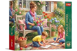 Trefl Premium Plus-kvalitet – Mors dag: Familjen i trädgården – 1000 bitar, serien Timeless Themes, perfekt passande bitar, f