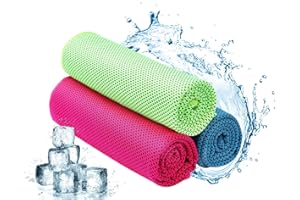 DFsucces Cooling Towel (100x30 cm),3 Pack Ice Sports Towel,Ice Towel for Neck,Soft Breathable Chilly Towel,All-In-One Cold Sweat Towel,for Sport,Running,Gym,Yoga,Camping,Workout & More Activities