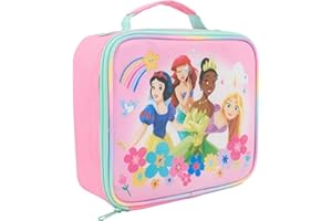 Disney Princess Lunch Bag for Girls - Featuring Snow White, Ariel, Tiana, and Rapunzel - Insulated, Durable, Easy-Clean Design - Perfect for School and Travel