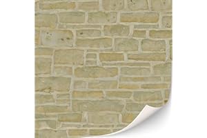 TEXTURKONTOR 3 hojas autoadhesivas de pared de ladrillo para casas de muñecas, escala 1:12 (piedra caliza)