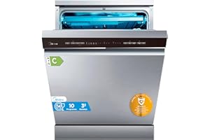 Midea Lavavajillas 60 cm+++ Inox para 14 servicios - Lavaplatos libre instalación - Compacto con 10 Programas de Lavado integrable - Filtro Antibacterias y Programación Horaria Nuevo Modelo