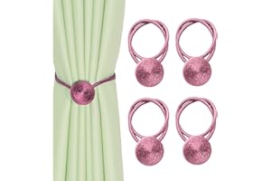 BEL AVENIR Magnetische Vorhang-Raffhalter Fenster-Clips Seil Krawatten Kreative Raffhalter für Home Office Dekorative 4er Pack (Pink)