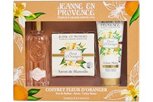JEANNE EN PROVENCE - Coffret Cadeau pour Femme - Fleur d'Oranger - Eau de Parfum 60 ml + Crème mains 75 ml + Savon solide 100 gr - Fabriqué en France à Grasse