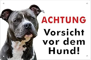 ‎PUBBLIMANIA pubblimania AMSTAFF PITBULL ACHTUNG vorsicht vor dem Hund! Aluminium-Verbundschild für den Außen- und Innenbereich, 3 mm stark (Cm 20x30)